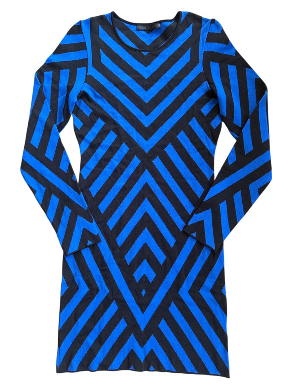 EUC RVN Striped Stretch Knit Body Con Long Sleeve Dress Size Small